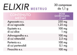 TABELLA NUTRIZIONALE ELIXIR MESTRUO